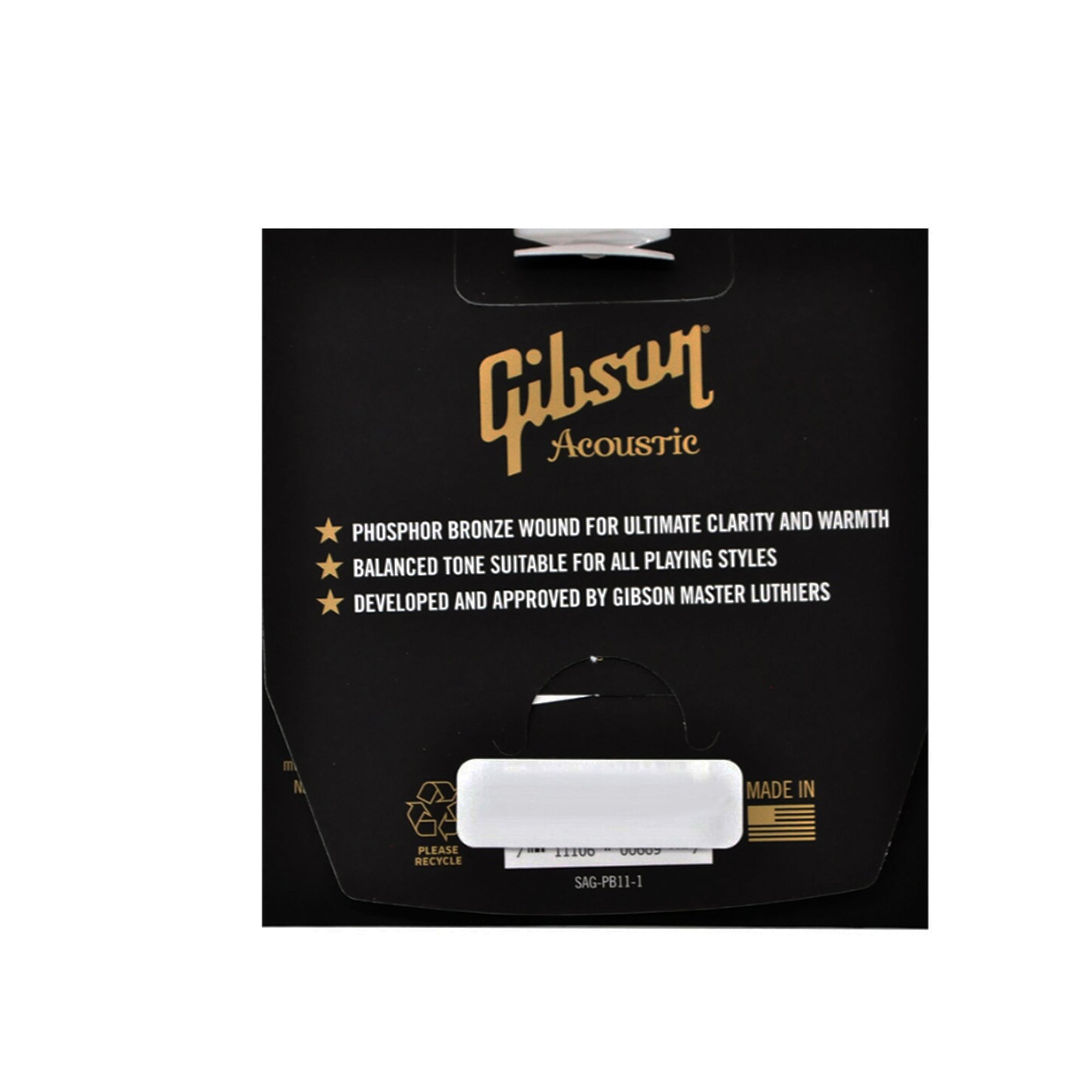 Gibson Gear SAG-PB11 Phosphor Bronze Acoustic Guitar Strings - .011-.052 Ultra Light