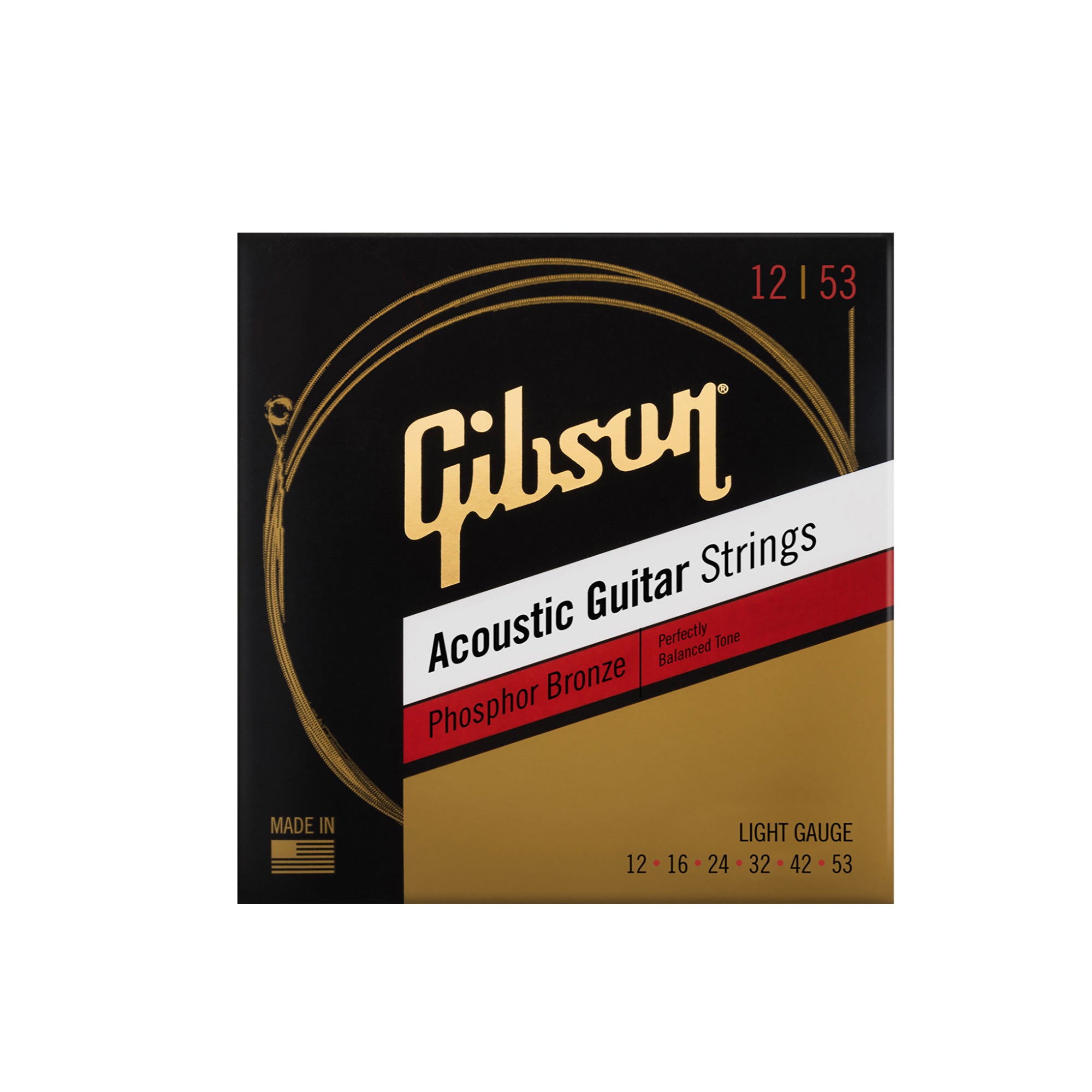 Gibson Gear SAG-PB12 Phosphor Bronze Acoustic Guitar Strings - .012-.053 Light